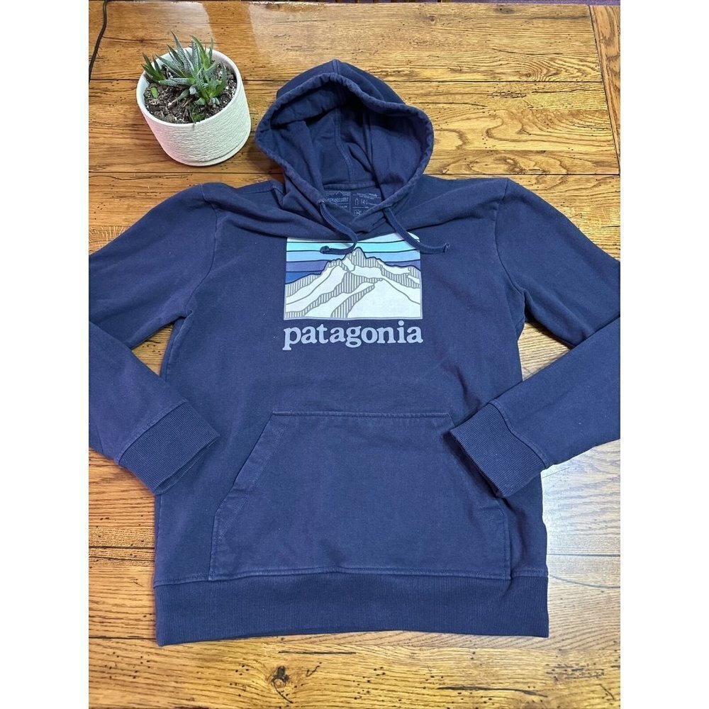 Patagonia Uprisal Hoody Line Ridge Logo Hoodie Sweatshirt Sz Medium Navy R15